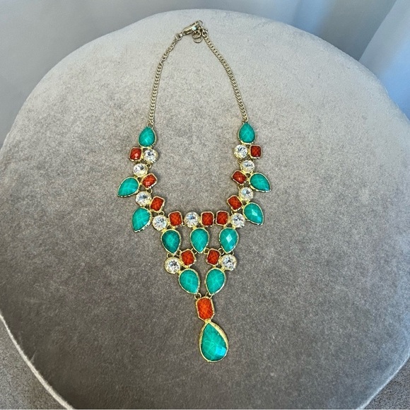 AMRITA Singh Crystal Dune Bib Necklace Turquoise/Coral - Picture 4 of 10